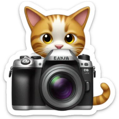 cat taking a picture with a dslr camera sticker