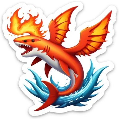 Phoenix rising from ashes and sharks biting its tail sticker