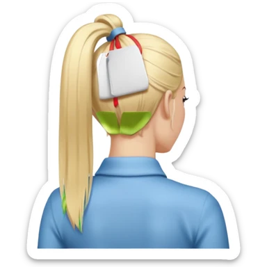 back view of a high blonde ponytail, straight hair sticker