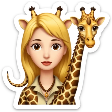 Woman with a very long snake giraffe neck  sticker