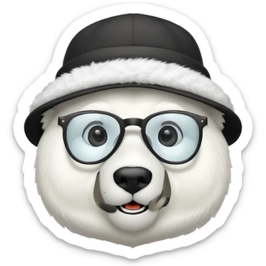  polar bear wearing glasses and a hat sticker