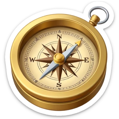 pirate compass object icon, brass compass, adventure style, 3D cartoon, mobile game icon style, centered, clean background, no text, no watermark
 sticker
