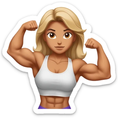 Girl flexing extremely muscular body sticker
