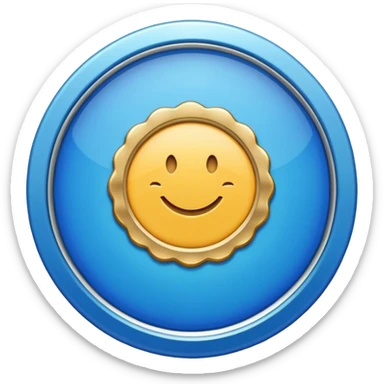 A blue scalloped circle with a verified thing sticker