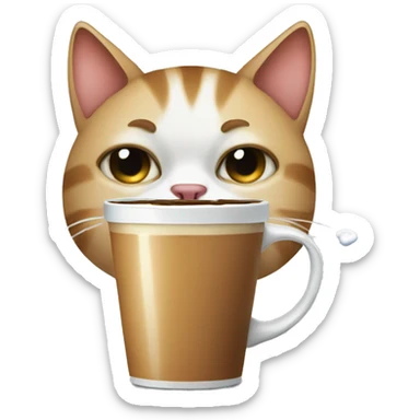cat crying with tear and drinking coffee sticker
