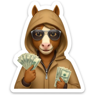 Horse Hood gangster with money sticker