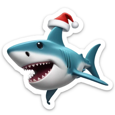 Santa shark sticker