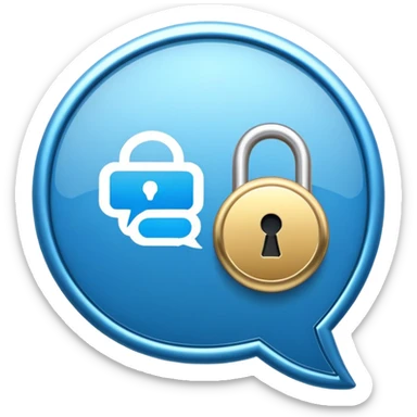 Private group chat icon with a lock on a chat bubble sticker