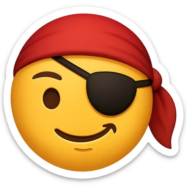 face with red pirate bandana emoji, digital illustration sticker