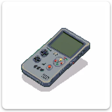 Retro gaming handheld device with screen visible, viewed at 45 degree angle sticker