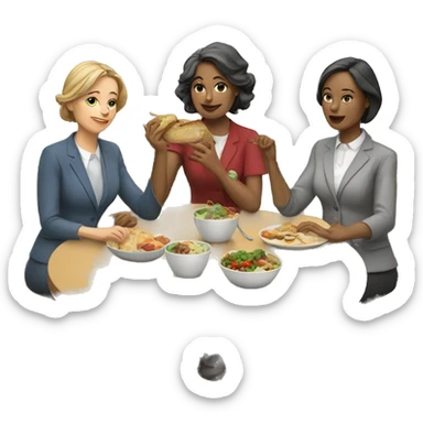 three woman  teachers having lunch sticker
