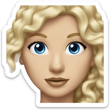 (Taylor Swift) A woman with blonde, long and curly hair, with blue eyes. sticker