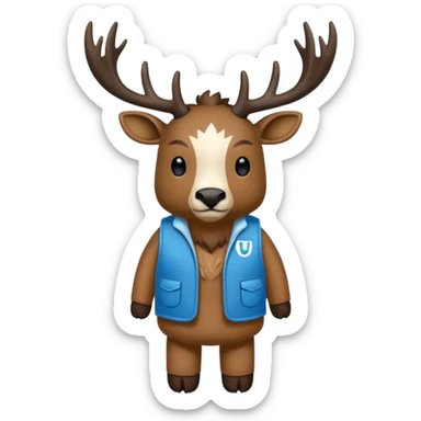 crea una mascota de equipo que sea un venado de cuerpo completo y lleve un chaleco con el nombre de telamon sticker