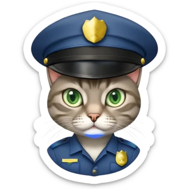 grey cat police sticker