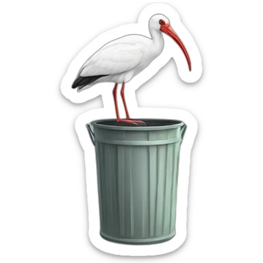 Australian white ibis in a trash can sticker