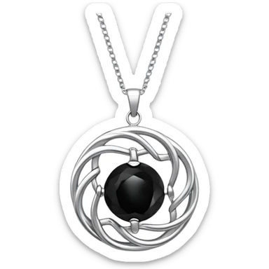 polished onyx pendant radiating a soft glow, silver chain dynamically twisting to represent resilience sticker
