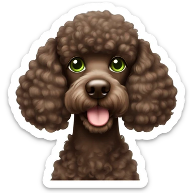 Choco Brown poodle with green eyes sticker