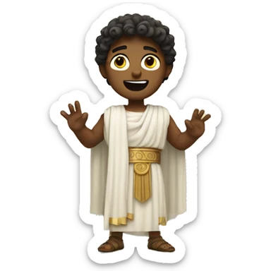 white boy in a Ancient Greek costume singing, on stage  sticker