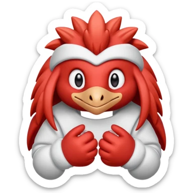 knuckles a red animal with peach arms and white mittens that have no fingers , he’s a echidna with red eyes sticker