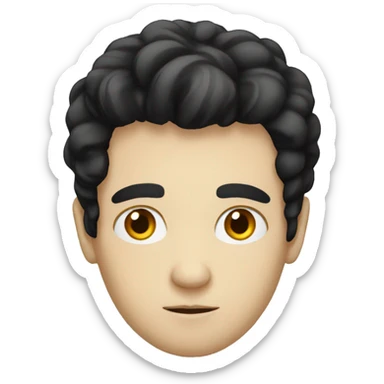 white guy with black hair who is thinking sticker