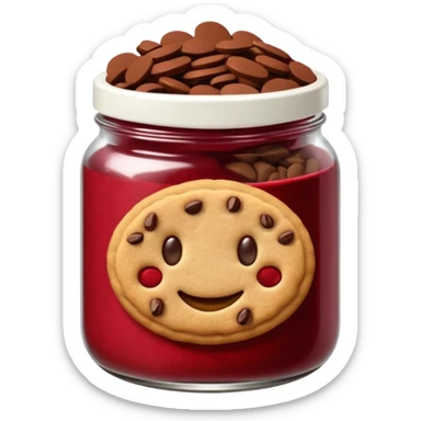 Emoji de un tarro de galletas Red Velvet con pepitas de chocolate blanco sticker