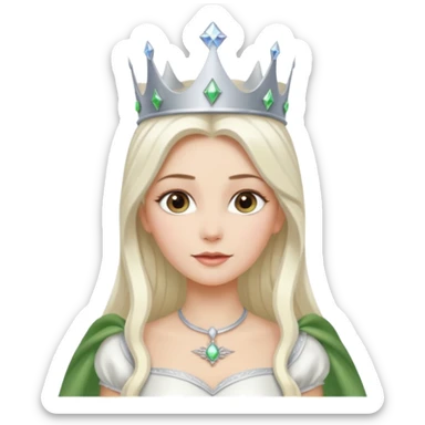The Good Witch from The Land of Oz with long platinum blonde hair, white outfit and crown sticker