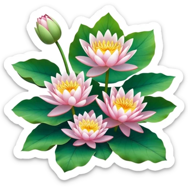 big bouquet Water Lily, stem, Water Lily leaf sticker