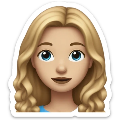 Girl with long light brown hair, full lips, and blue eyes sticker