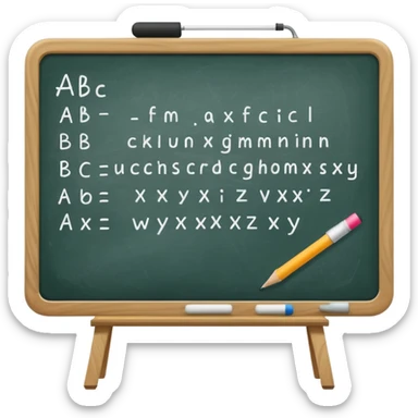 Whiteboard with ABC written on with handwriting sticker