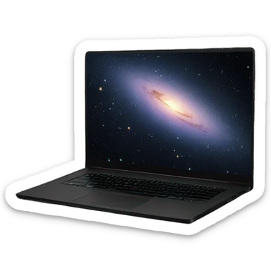 black laptop with galaxy wallpaper sticker