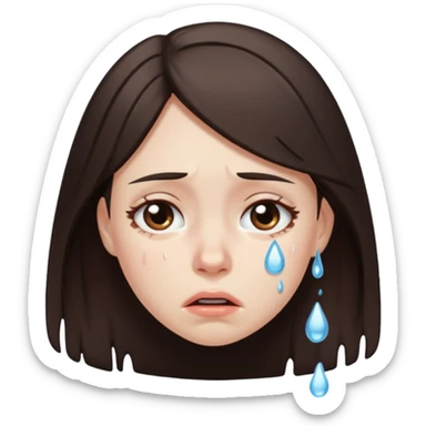 A dark brown-haired girl melting sticker