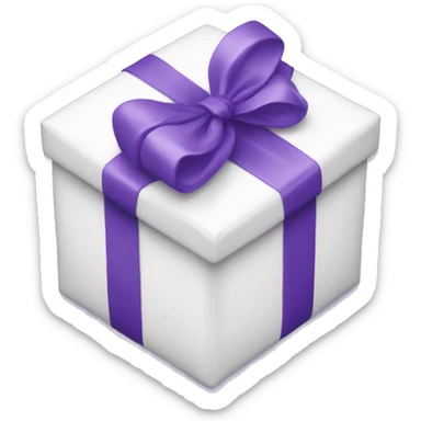 white present with purple ribbon sticker