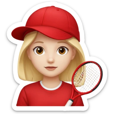 red tennis hat and red tshirt girl sticker