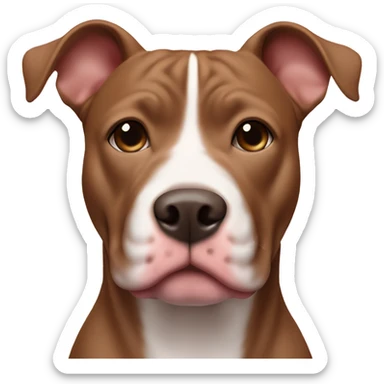a brown pittbull with a light pink nose, white stripw above nose and white on the neck sticker