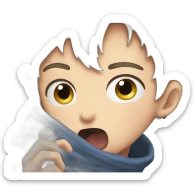 Closeup Loud Coughing kid, anime sticker