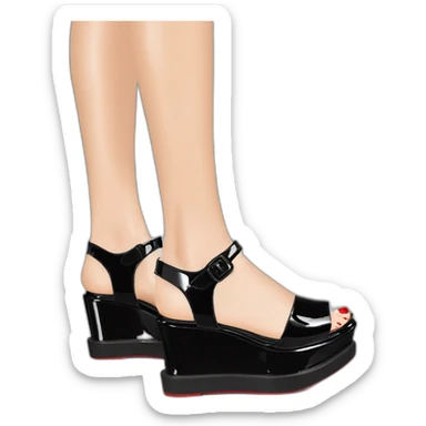 Platform wedges black patent louboutin sandal sticker