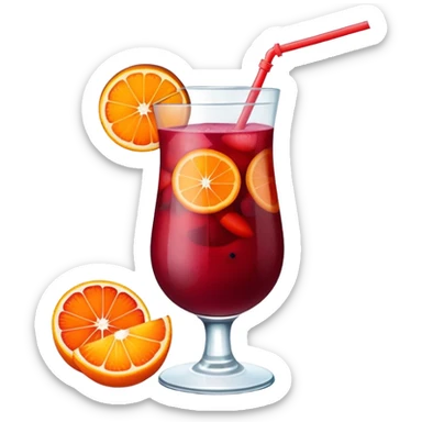 frozen sangria in a glass with fruit sticker