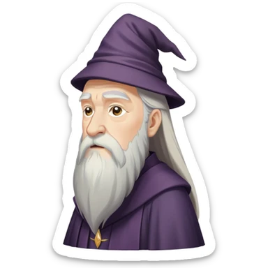 upset Dumbledore side profile with long white beard sticker