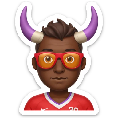 3D cartoon horned character portrait, wearing sunglasses, sports jersey, centered, clean background, no text, no watermark
 sticker
