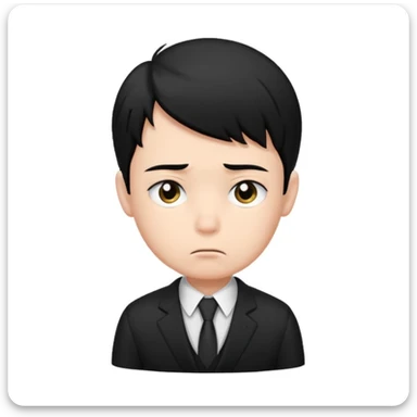 Xafa kayfiyatdagi qora soch va qora kostyum shimli bola emojisni chiqarib ber sticker