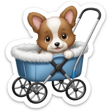 Stroller in puppy sticker