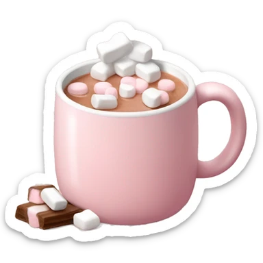 Light Pink mug of hot chocolate with marshmallows  sticker