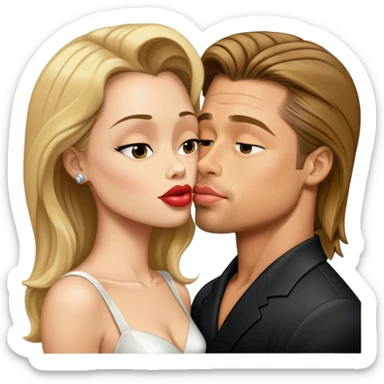 brad pitt kissing angelina sticker