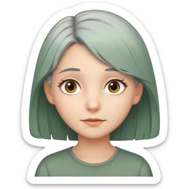 Girl with greenish gray hair and light brown eyes sticker