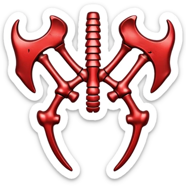 metallic anatomic bones with traces of blood, steel texture, dark dramatic tone, clean background sticker