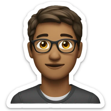 A slightly brown young man wearing glasses and a h sticker