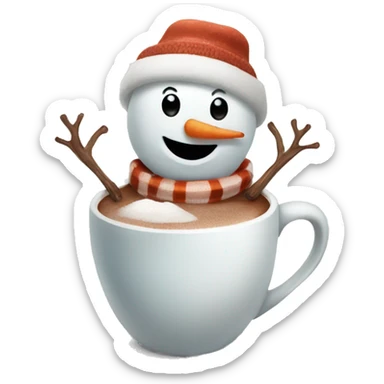 Snowman with a hot coco sticker