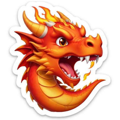 Cinematic Cute Yawning Fierce Fire Dragon Portrait Emoji, Head tilted slightly with a dramatic, wide-open yawn, revealing a fearsome yet endearing scaled visage bathed in searing reds and oranges, with gentle flames licking around its open mouth; rendered with realistic detail and flickering natural light, high shine, relaxed yet fierce, styled with a dash of smoldering charm, soft glowing outline, capturing the essence of a sleepy but spirited inferno ready to unleash a tender blaze of warmth! sticker