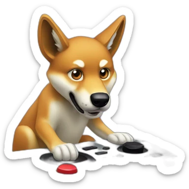 A dingo playing a Sega Genesis sticker