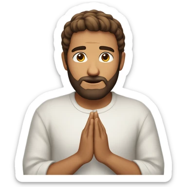Handsome man with brown hairs and 3 days beard as he is praying sticker